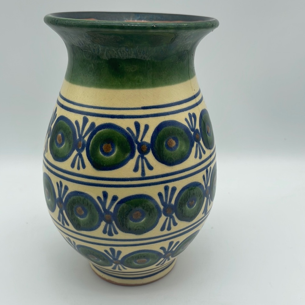 Pottery Barn Hand Painted Vase Pottery Crock Made In Hungary Decorative Ceramic